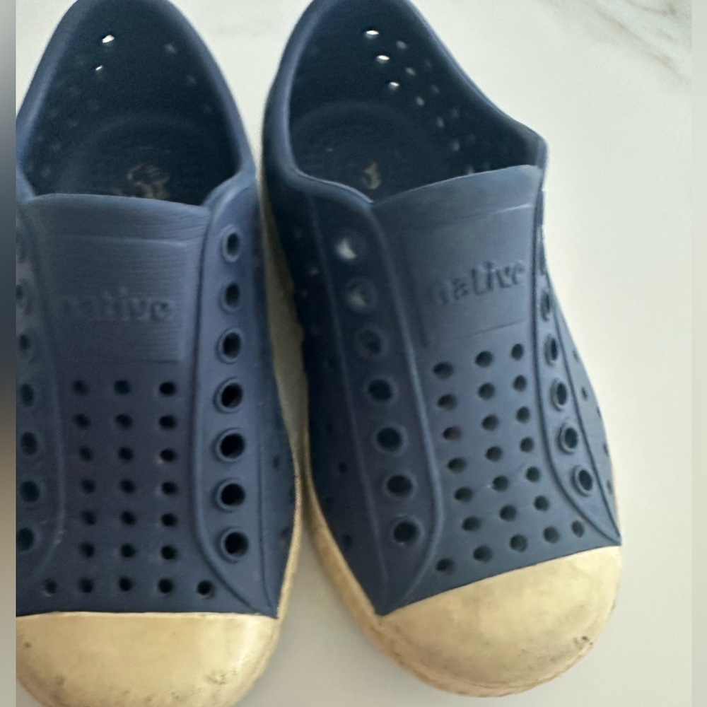 Native Water Shoes Blue and Cream Slip-On
